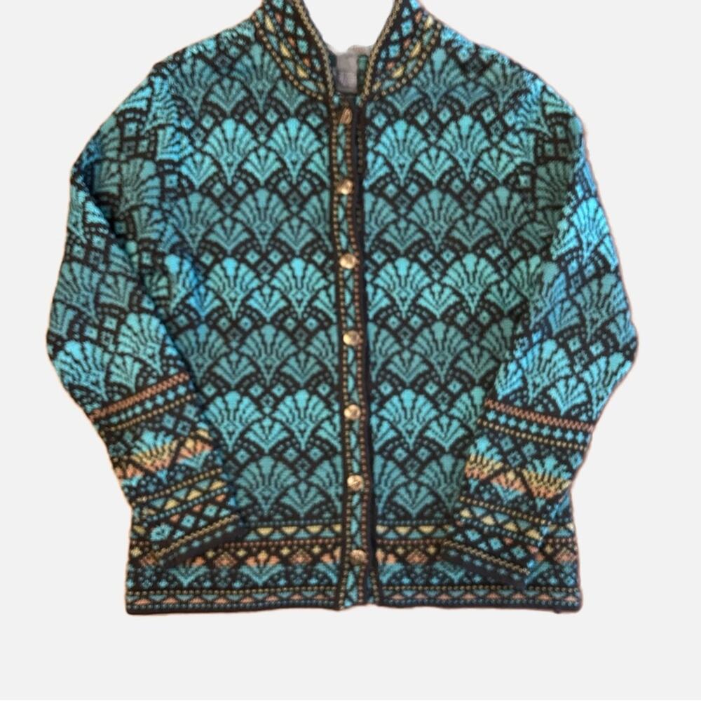 Nomadic Traders Blue/Black Button-up Cardigan Swe… - image 2